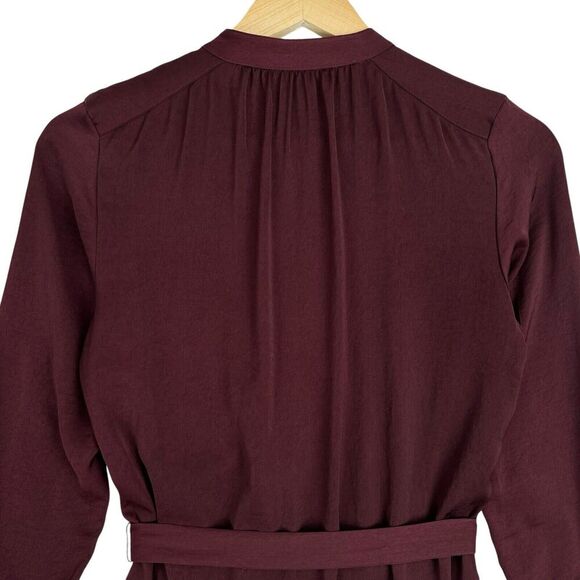 Banana Republic Women Shirt Dress Burgundy Sz 0 Long Sleeve Belted Preppy Office - Picture 8 of 15